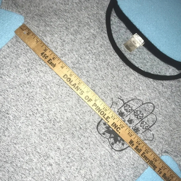 TRILLIUM pocket t-shirt top heather gray crew soft stretchy short sleeve size XS - Picture 6 of 7